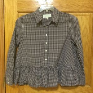 THE GREAT. The Ruffle Oxford Shirt Top Blouse